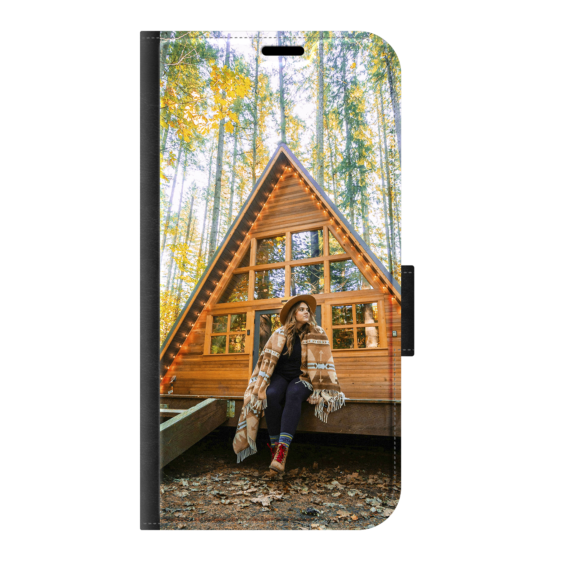 Apple iPhone 16 Wallet case (front printed, black)