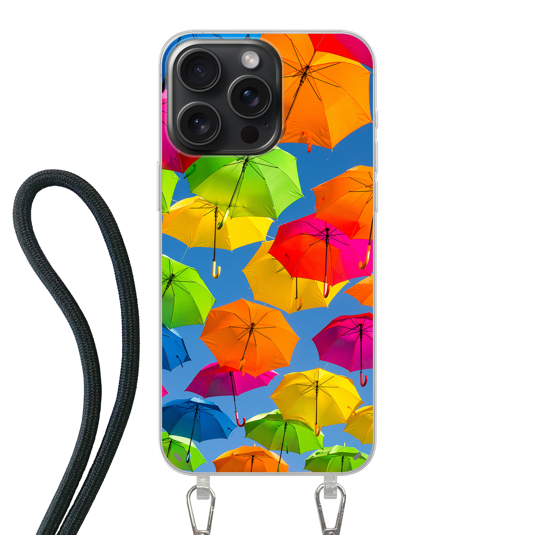 Apple iPhone 15 Pro Max Crossbody case (back printed, transparent)