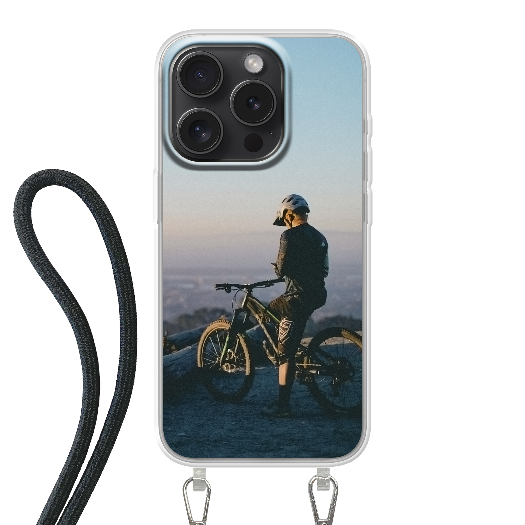 Apple iPhone 15 Pro Crossbody case (back printed, transparent)