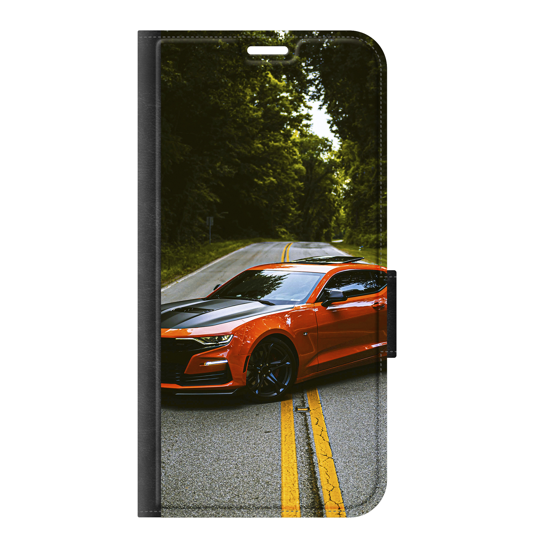 Apple iPhone 16e Wallet case (front printed, black)