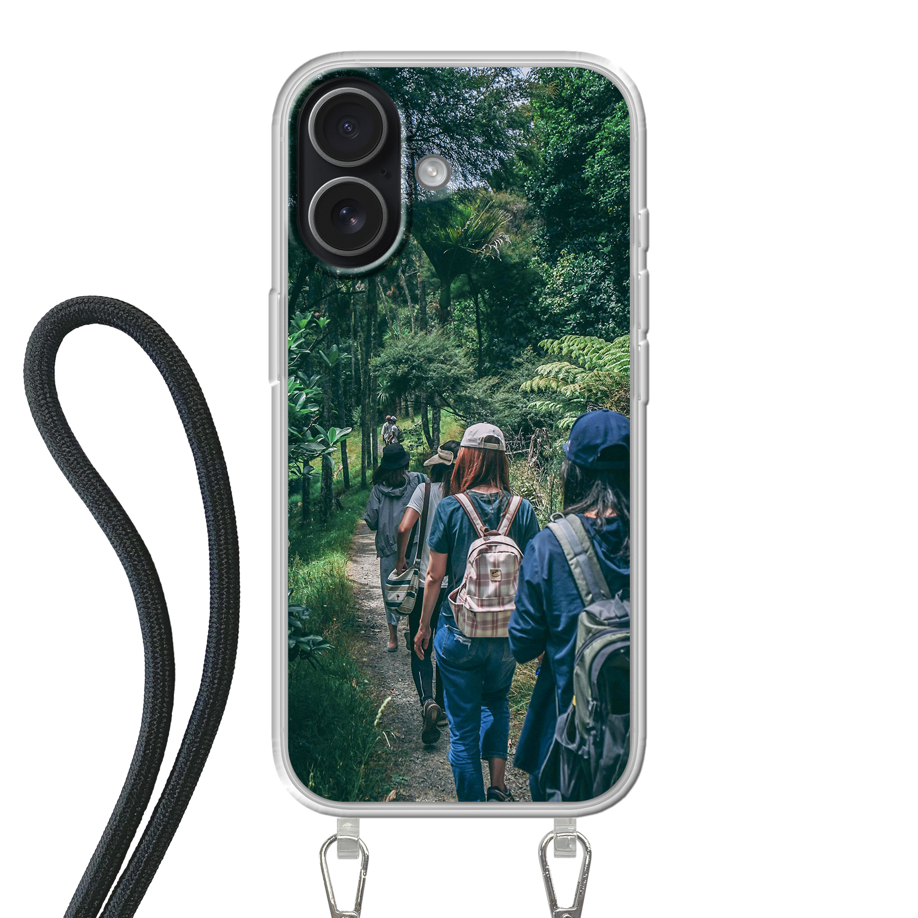 Apple iPhone 17 Crossbody case (back printed, transparent)