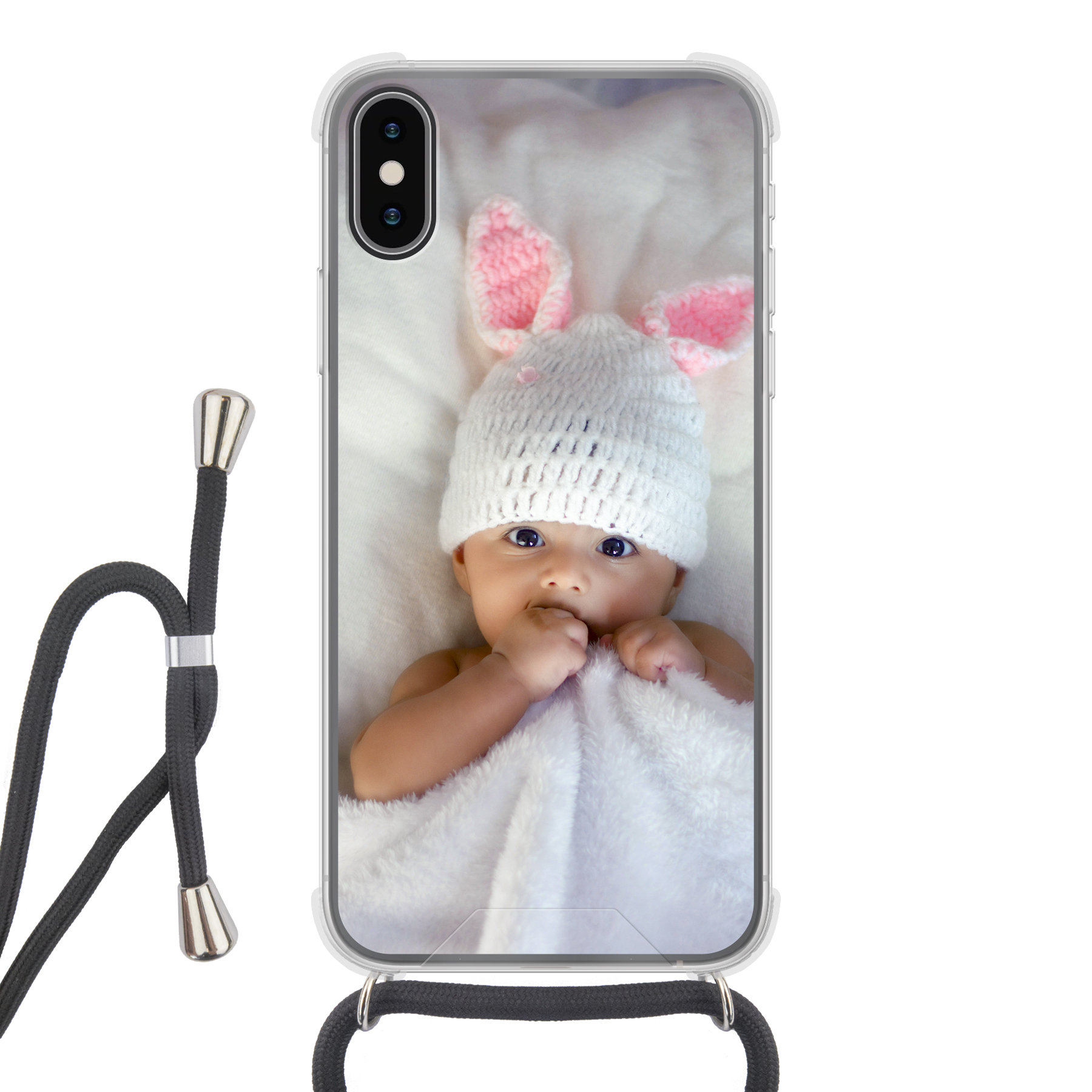 Apple iPhone X / Xs Crossbody case (back printed, transparent)