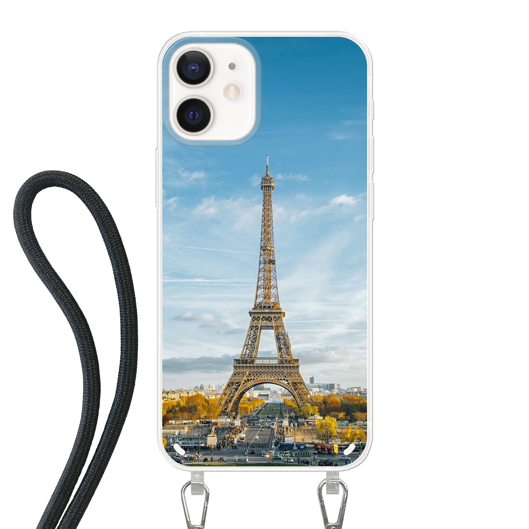 Apple iPhone 12 mini Crossbody case (back printed, transparent)