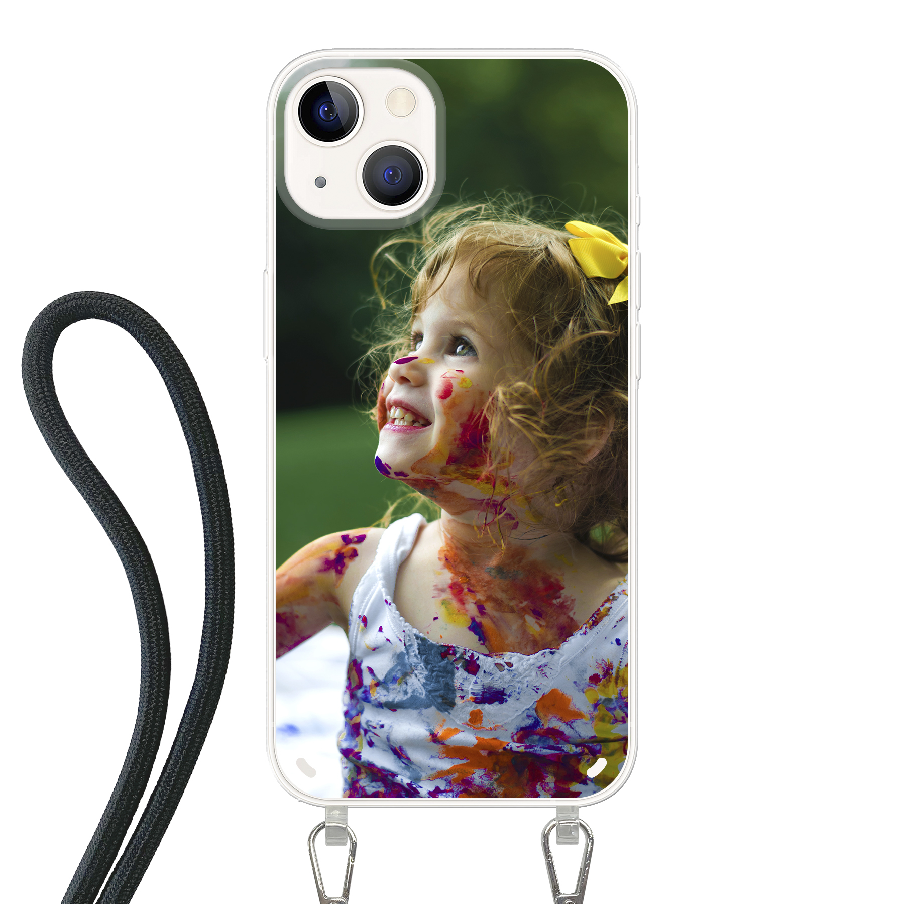 Apple iPhone 13 Crossbody case (back printed, transparent)