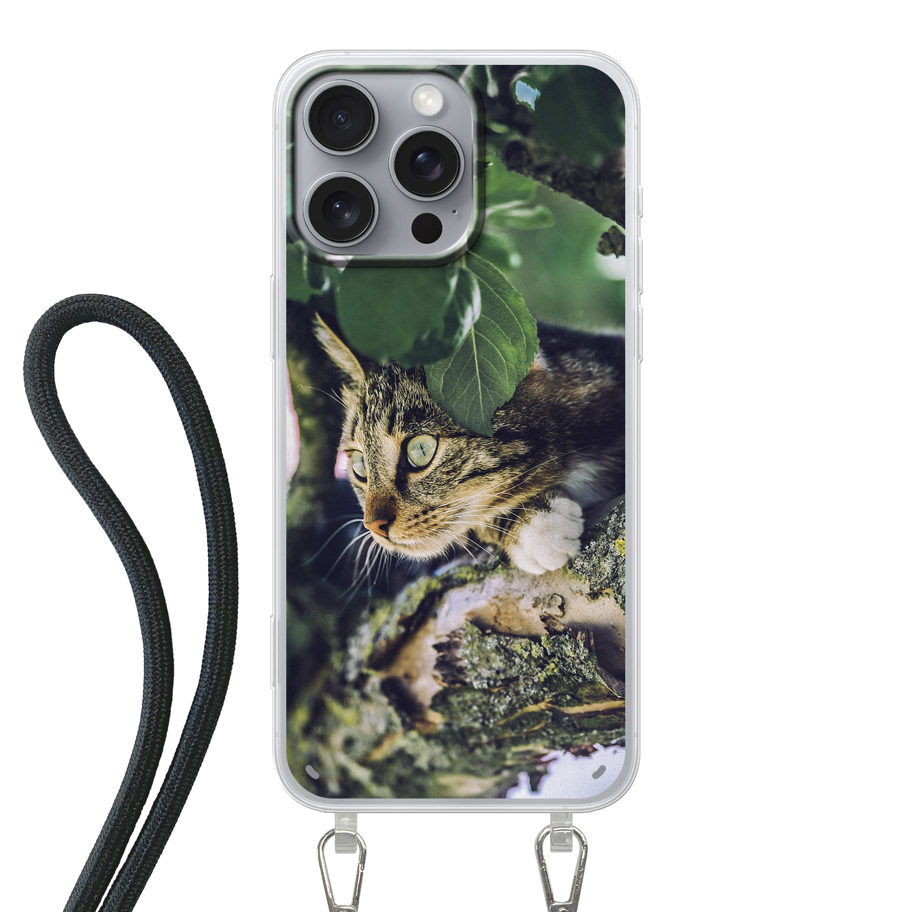 Apple iPhone 16 Pro Max Crossbody case (back printed, transparent)