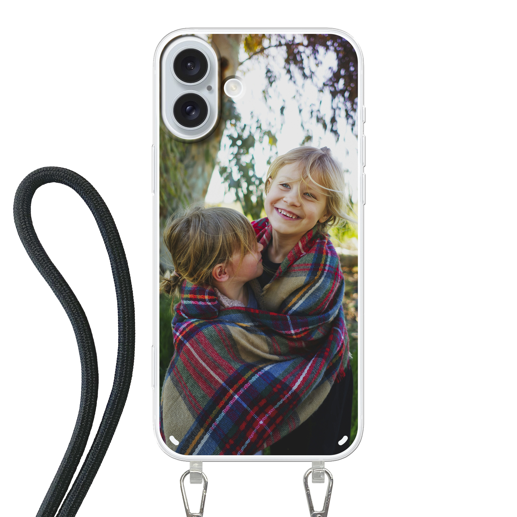 Apple iPhone 16 Plus Crossbody case (back printed, transparent)